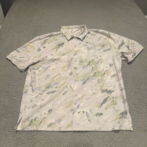 Lululemon Airing Easy Camp Collar Shirt Color Diffuse Dye Print Green Multi 2XL